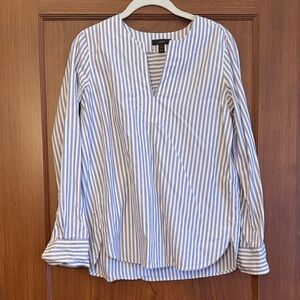 J. Crew Blue and White Striped Blouse